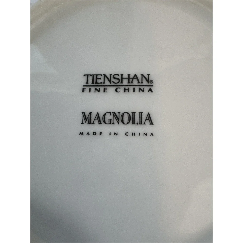 Tienshan Magnolia Round Serving Bowl Floral Pink Green Rim Fine China 9